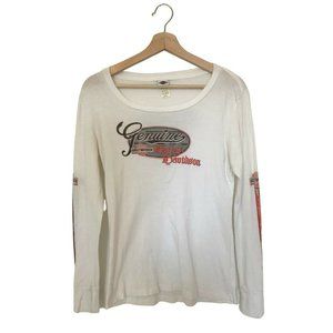 HARLEY DAVIDSON White Long Sleeve Scoop Neck Scottsdale Motorcycle Shirt Women's